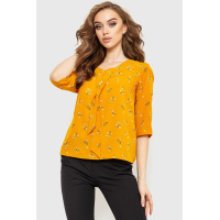 Блуза с цветочным принтом, цвет горчичный, 230R150-6