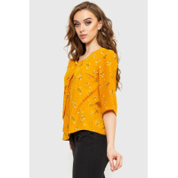 Блуза з квітковим принтом, колір гірчичний, 230R150-6