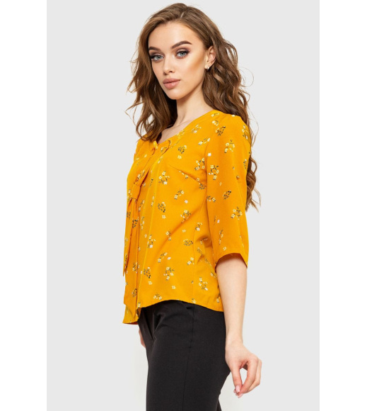 Блуза з квітковим принтом, колір гірчичний, 230R150-6