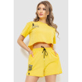 Костюм женский повседневный футболка+шорты, цвет желтый, 198R123