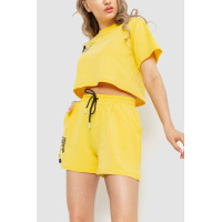 Костюм жіночий повсякденний футболка+шорти, колір жовтий, 198R123