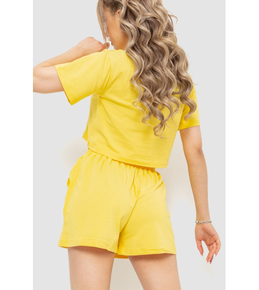 Костюм женский повседневный футболка+шорты, цвет желтый, 198R123