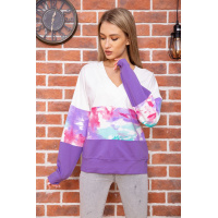 Женский свитшот оверсайз, молочно-сиреневого цвета, 102R5138-1