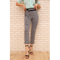 Женские укороченные брюки в клетку с лампасами цвет Серый 172R9314-3