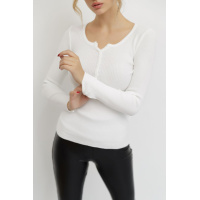 Кофта жеснкая базовая в рубчик, цвет белый, 204R002