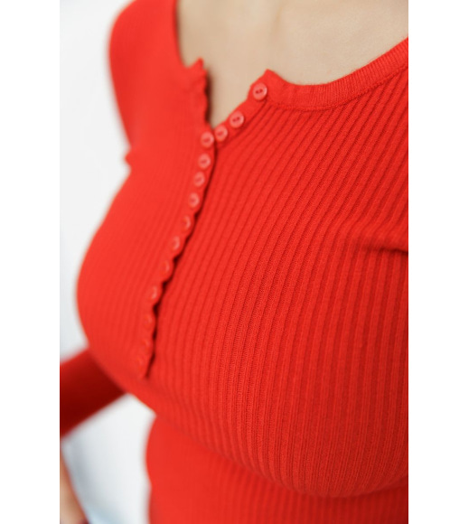 Кофта жіноча базова в рубчик, колір червоний, 204R002