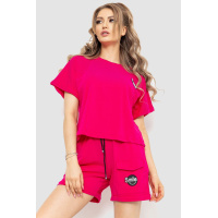 Костюм женский футболка+шорты, цвет малиновый, 198R129