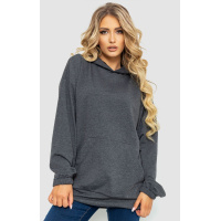 Худи женский двухнитка, цвет темно-серый, 102R348