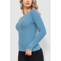 Кофта жіноча на блискавці в рубчик, колір джинс, 204R003