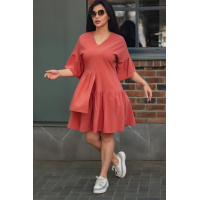 Платье свободного кроя, кораллового цвета, 183R0050