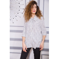 Блуза с поясом белого цвета в принт 172R20-1