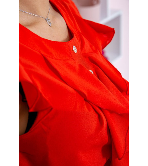 Шифонова блуза з жабо червоного кольору 167R114-2