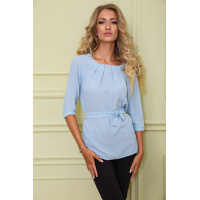Блузка с рукавами 3/4 и поясом цвет Светло-голубой 172R1-1