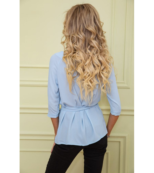 Блузка з рукавами 3/4 і поясом колір Світло-блакитний 172R1-1