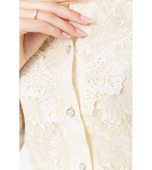 Блуза жіноча на гудзиках гіпюрова, колір кремовий, 204R157