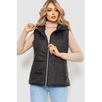Жилет женский однотонный с капюшоном, цвет черный, 129R0087