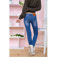 Женские джинсы с потертостями на средней посадке цвет Синий 167R3305