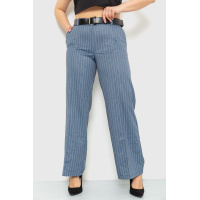 Брюки костюмные женские в полоску серо-голубого цвета 102R5079