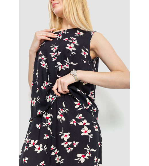 Майка женская нарядная с цветочным принтом, цвет черный, 102R331-2