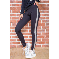 Женские лосины с лампасами черно-серебристого цвета 172R408