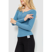 Кофта жіноча базова в рубчик, колір джинс, 204R002
