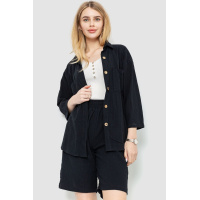 Костюм женский свободного кроя ткань лен, цвет черный, 177R024