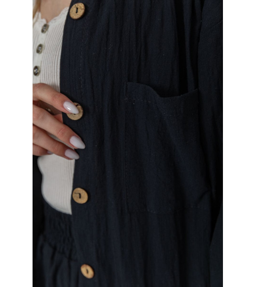 Костюм жіночий вільного крою тканина льон, колір чорний, 177R024