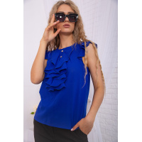 Шифоновая блуза без рукавов цвета электрик 167R114-10 Шифоновая блуза без рукавов цвета электрик 167R114-10