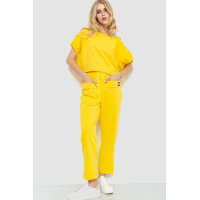 Костюм женский повседневный однотонный, цвет желтый, 115R0447-1