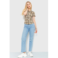Рубашка женская в клетку повседневная, цвет бежевый, 230R062
