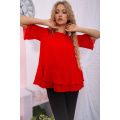 Шифоновая нарядная блуза с рюшами красного цвета 167R089