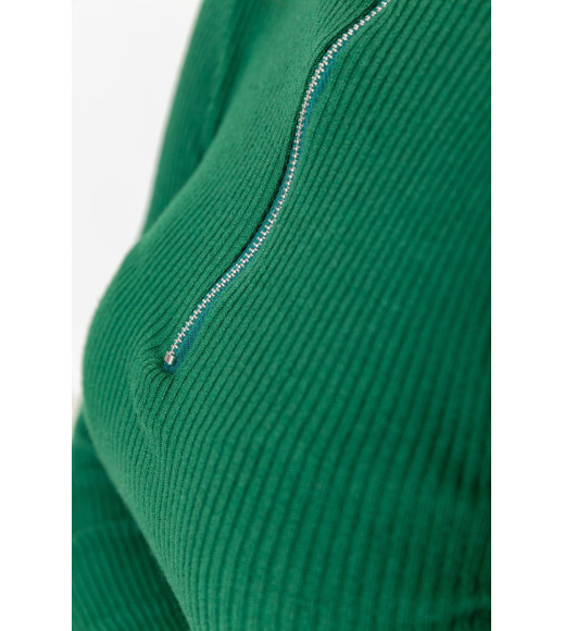 Кофта жіноча на блискавці в рубчик, колір зелений, 221R001