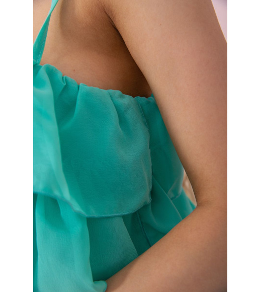 Шифоновое платье на бретелях с рюшами, цвет Мятный, 167R307-10