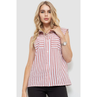 Блуза без рукавов в полоску, цвет пудрово-белый, 102R068-1
