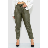 Брюки из искусственной кожи женские, цвет хаки, 102R5145