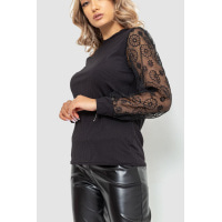 Блуза женская нарядная в рубчик, цвет черный, 204R05