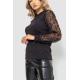 Блуза жіноча Нарядна в рубчик, колір чорний, 204R05