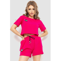 Костюм женский повседневный футболка+шорты, цвет малиновый, 198R128