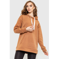 Худи женский на флисе, цвет коричневый, 182R22037