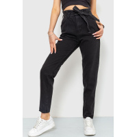 Джинсы женскиес поясом, цвет черный, 164R1022