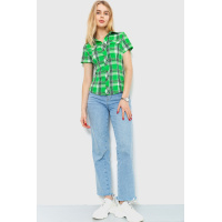 Рубашка женская в клетку, цвет светло-зеленый, 230R061-11