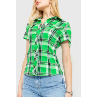 Рубашка женская в клетку, цвет светло-зеленый, 230R061-11