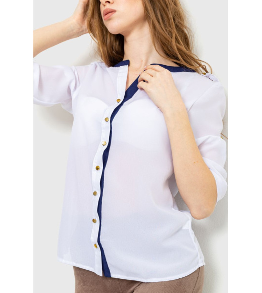 Блуза классическая, цвет бело-синий, 230R111