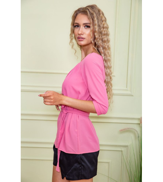 Блузка с рукавами 3/4 и поясом цвет Розовый 172R1-1
