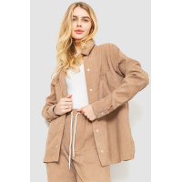 Рубашка женская вельветовая, цвет темно-бежевый, 102R269