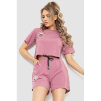 Костюм женский повседневный футболка+шорты, цвет светло-сливовый, 198R2011