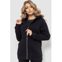 Кофта женская на молнии трехнитка, цвет черный, 102R7714