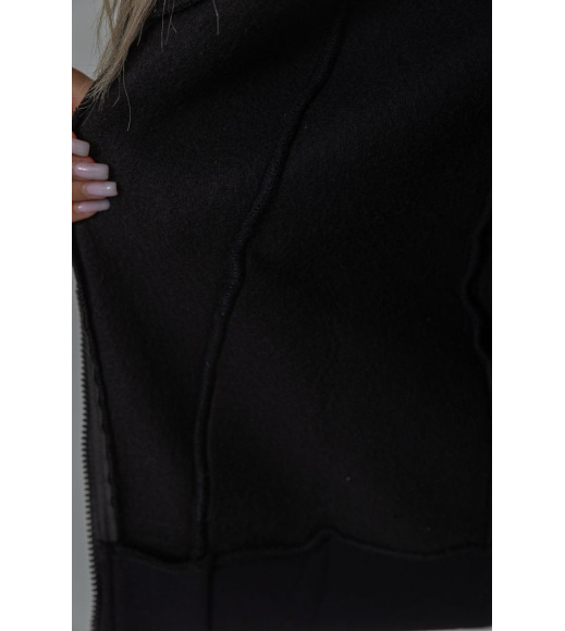 Кофта женская на молнии трехнитка, цвет черный, 102R7714