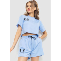 Костюм женский повседневный футболка+шорты, цвет голубой, 198R135