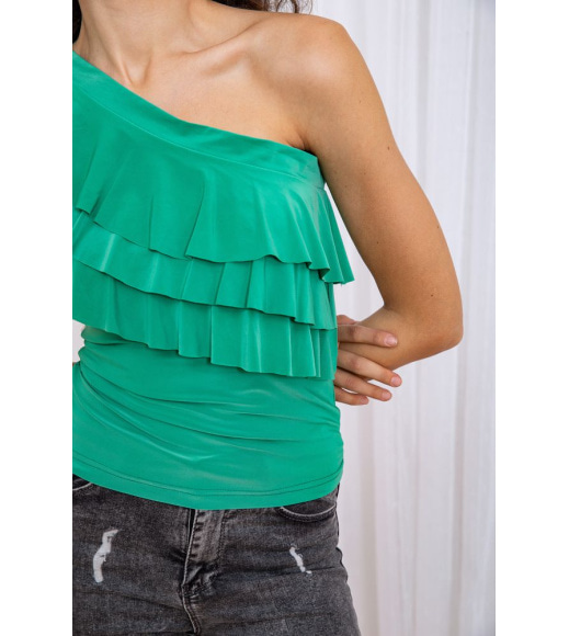 Однотонная блуза без рукавов зеленого цвета 167R003-1